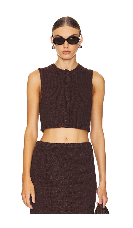 view 1 of 4 Agnese Cropped Vest in Brown