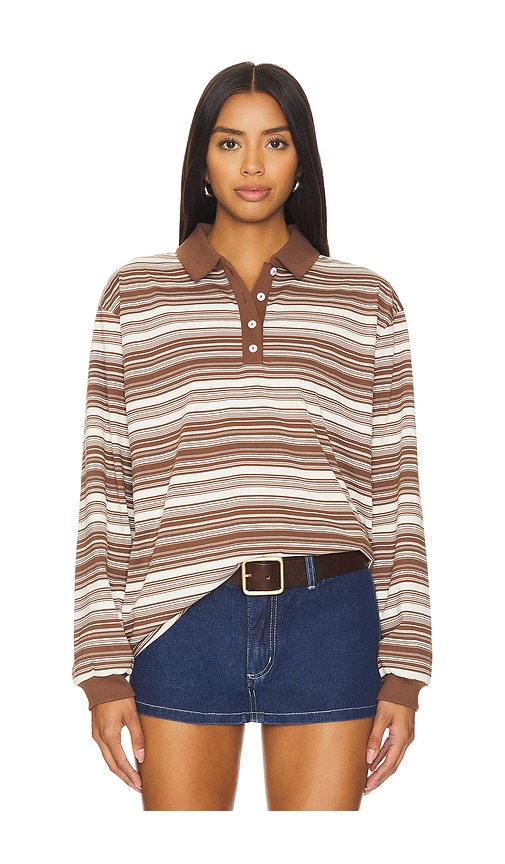 view 1 of 4 Lena Top in Brown & Ivory Stripe