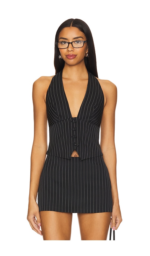 view 1 of 5 Grace Top in Black Pinstripe