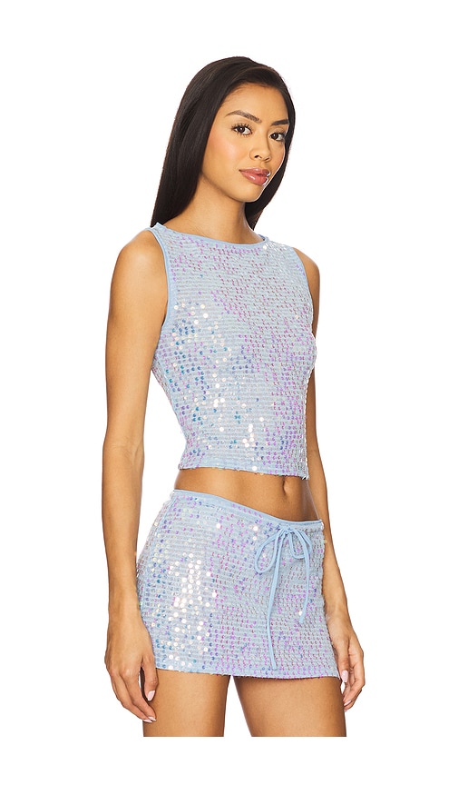 view 2 of 5 Erin Sequin Top in Light Blue Sequin