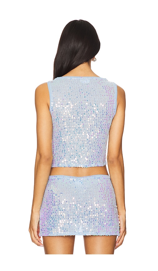 view 3 of 5 Erin Sequin Top in Light Blue Sequin