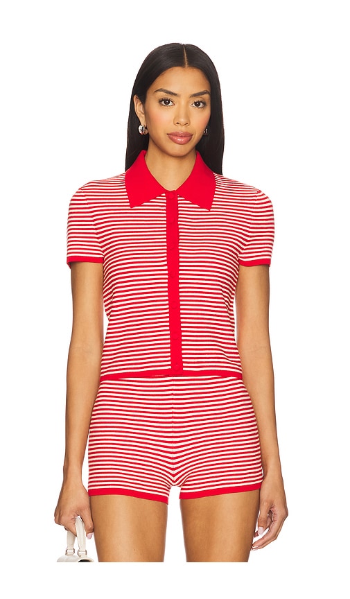 view 1 of 5 Parker Knit Top in Red & Off White