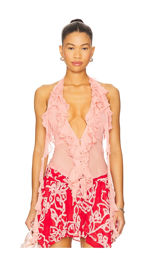 Lovers and Friends Ila Sheer Top in Rose Pink