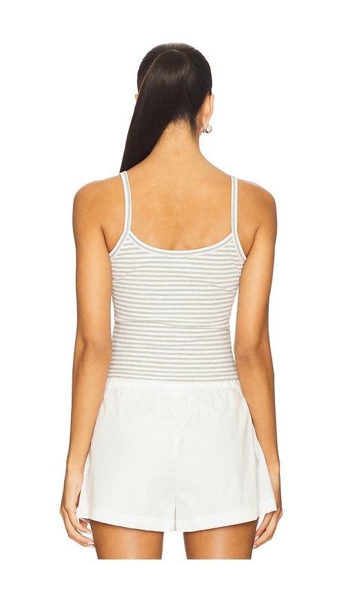 view 3 of 4 Lucy Tank Top in Grey & White Stripe