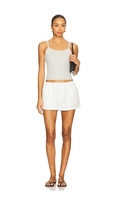 view 4 of 4 Lucy Tank Top in Grey & White Stripe
