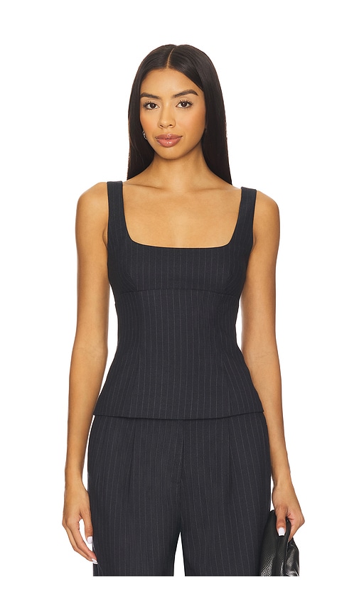 view 1 of 5 Denise Top in Navy Pinstripe