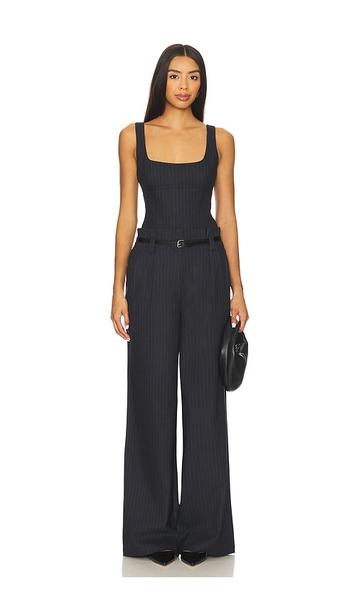 view 4 of 5 Denise Top in Navy Pinstripe