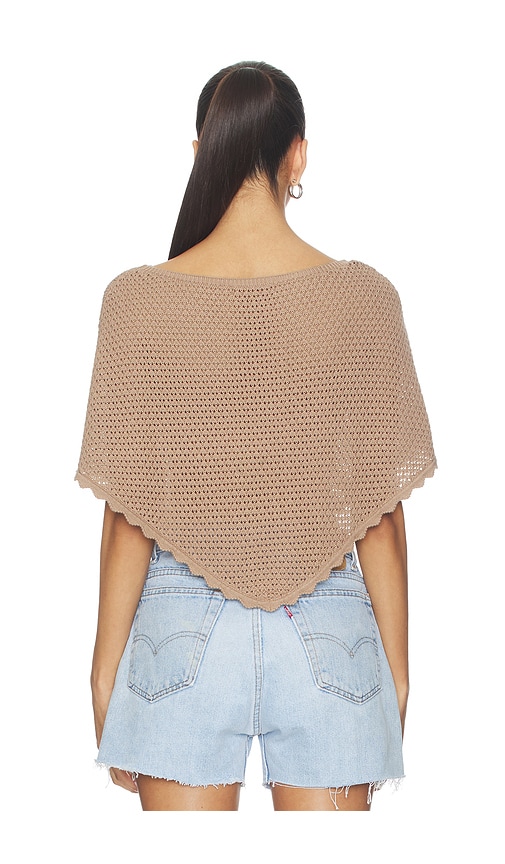 view 4 of 5 Ayla Pointelle Poncho in Taupe Neutral