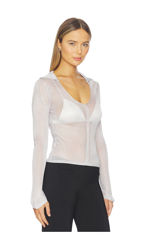 view 2 of 4 Kenzaia Rib Knit Polo Top in Ice