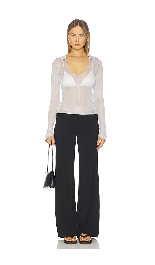 view 4 of 4 Kenzaia Rib Knit Polo Top in Ice