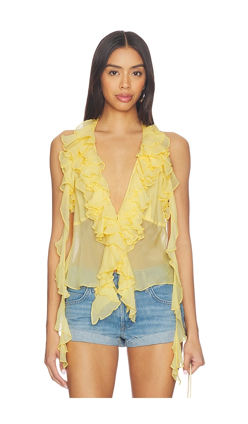 Lovers & Friends Ila Sheer Top In Yellow