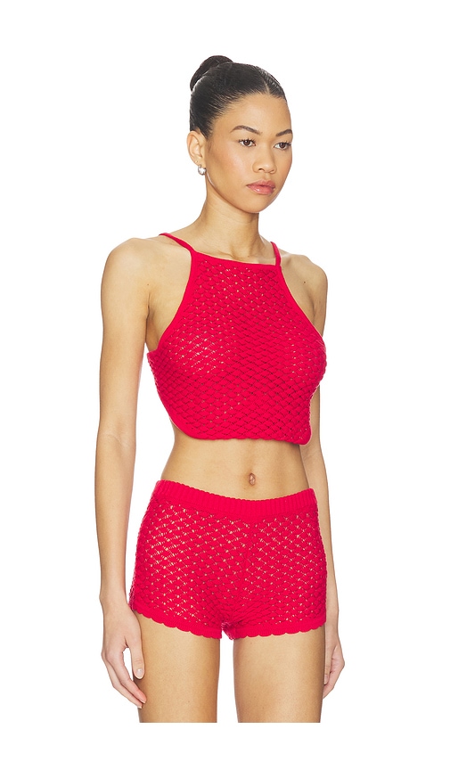 view 2 of 4 Daniella Pointelle Tie-Back Tank in Red