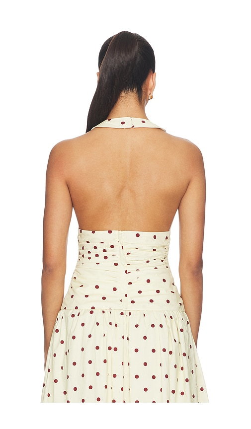 view 3 of 4 Deven Top in Yellow Brown Dot