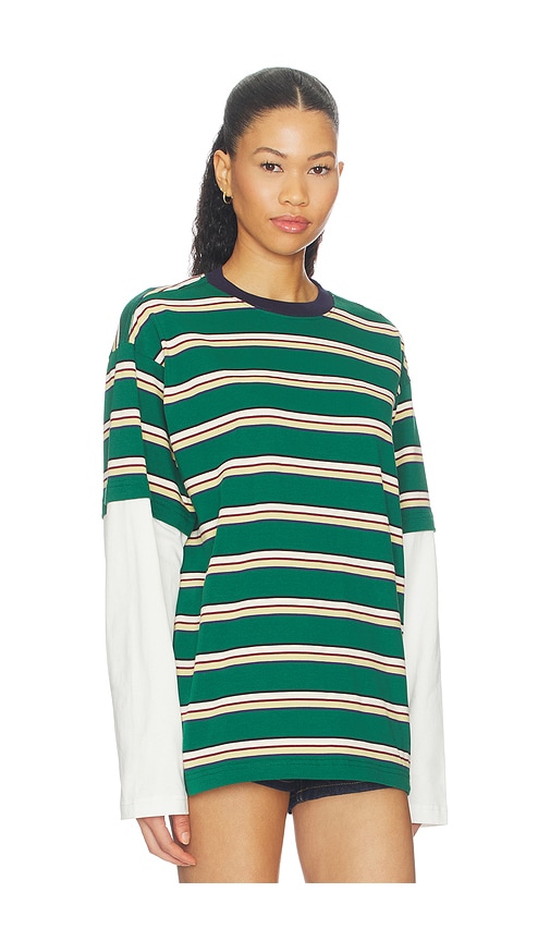 view 2 of 4 Dana Layered Tee in Green Stripe