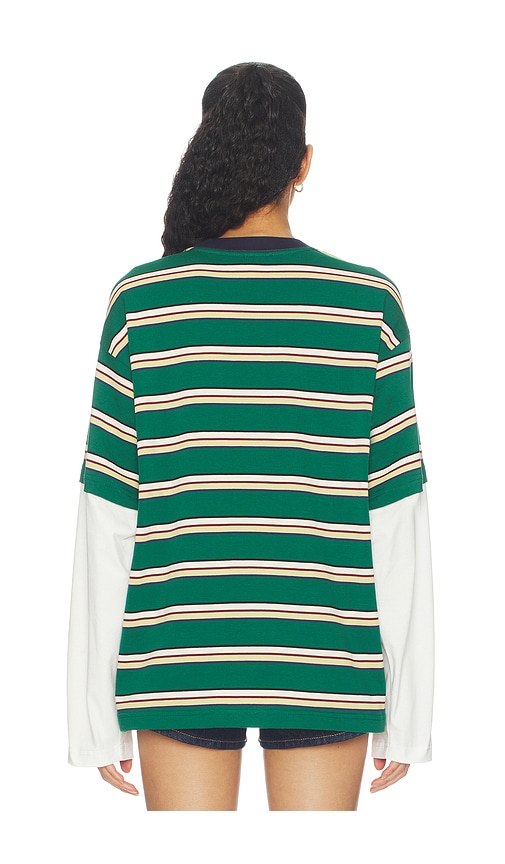 view 3 of 4 Dana Layered Tee in Green Stripe