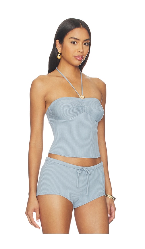 view 2 of 5 Shelbi Halter Top in Dusty Blue