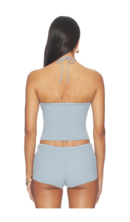 view 3 of 5 Shelbi Halter Top in Dusty Blue