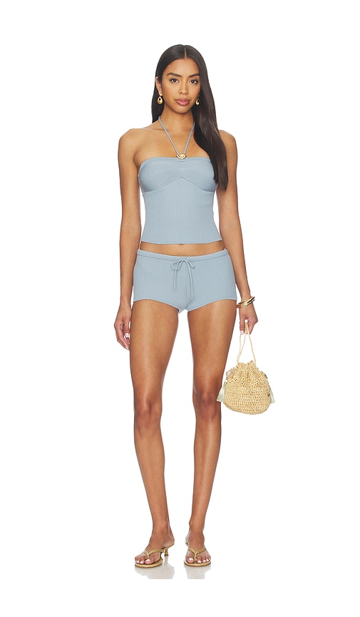 view 4 of 5 Shelbi Halter Top in Dusty Blue