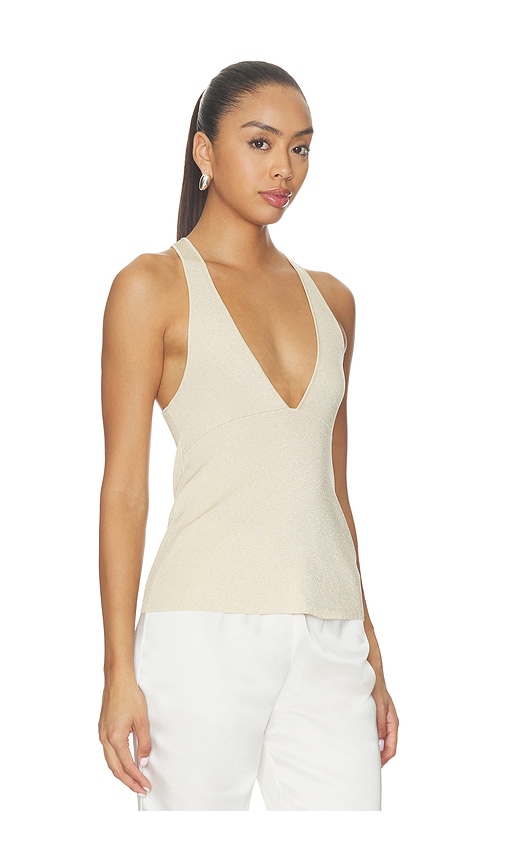 view 2 of 4 Rosanna Metallic V Neck Top in Champagne