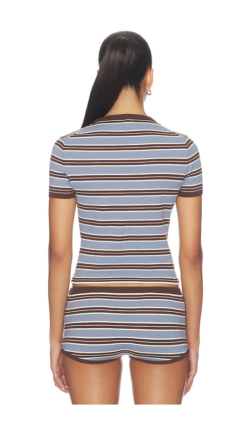 view 3 of 5 Haize Stripe Short Sleeve Tee in Blue & Brown Stripe