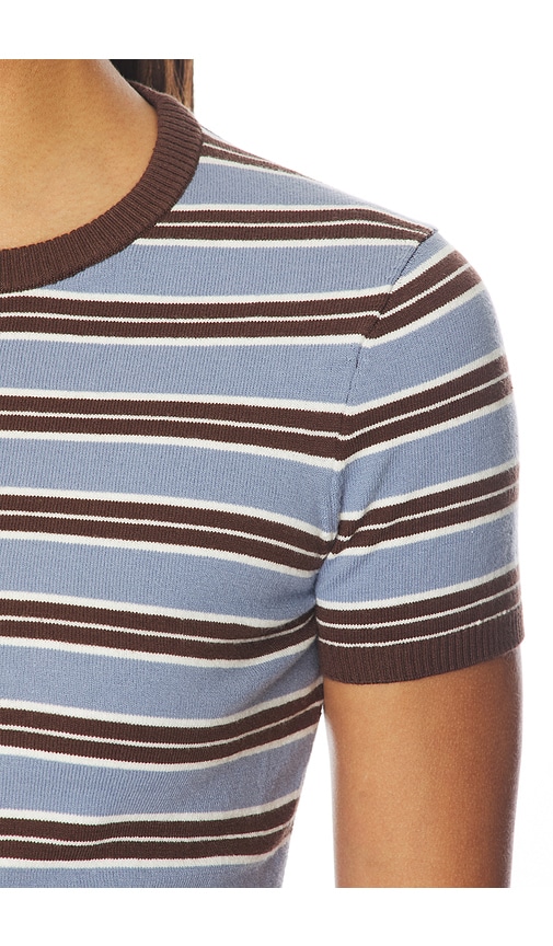 view 5 of 5 Haize Stripe Short Sleeve Tee in Blue & Brown Stripe