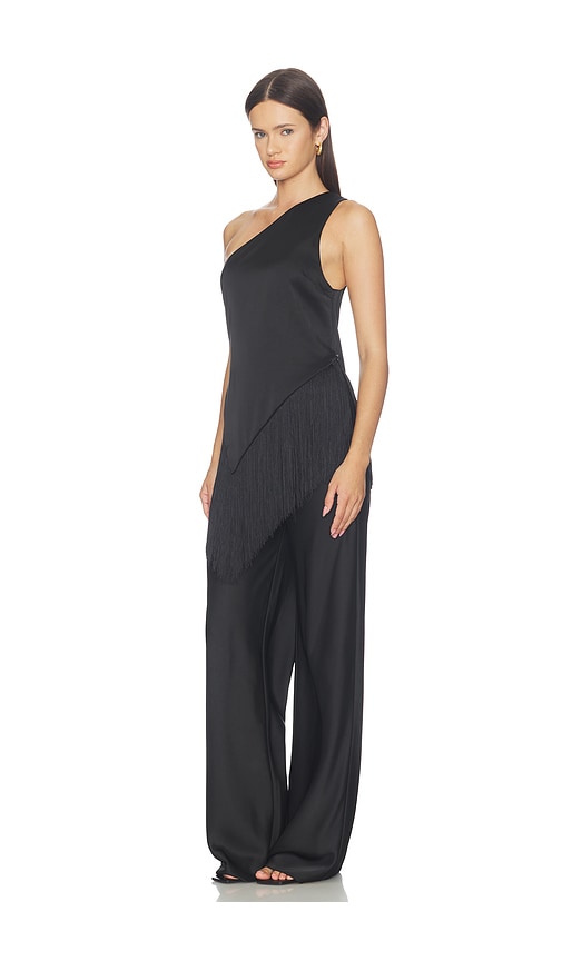 view 3 of 4 Olivia Satin Fringe Top in Black