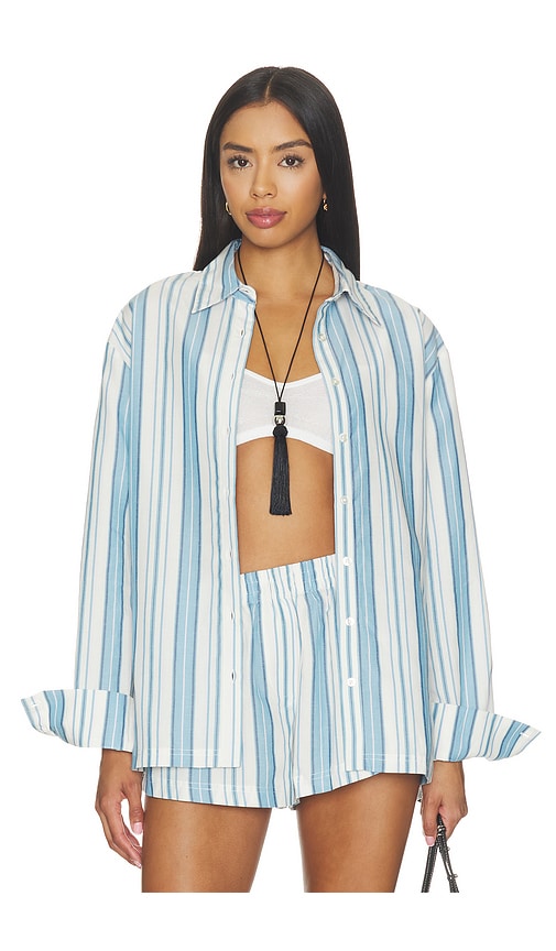 view 1 of 5 Saylor Top in Blue & Pink Stripe