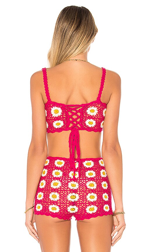 view 4 of 5 Daisy Crop Top in Fuchsia