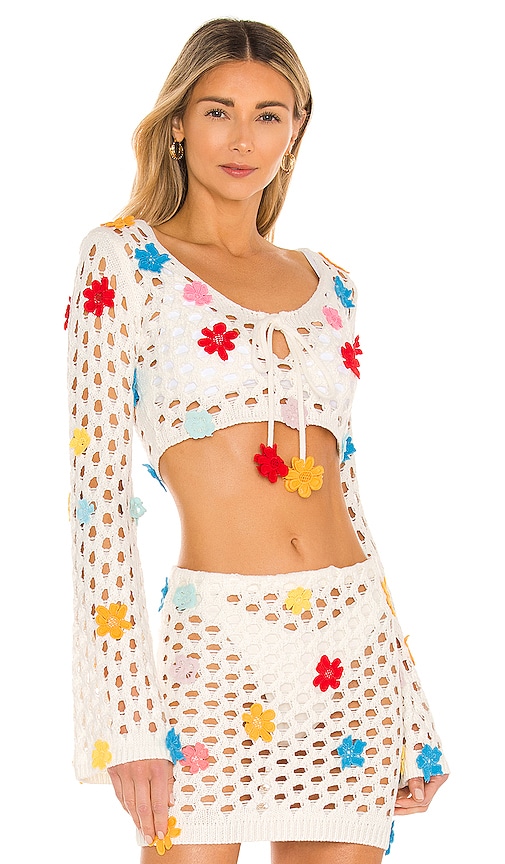 view 2 of 4 Flower Power Top in White
