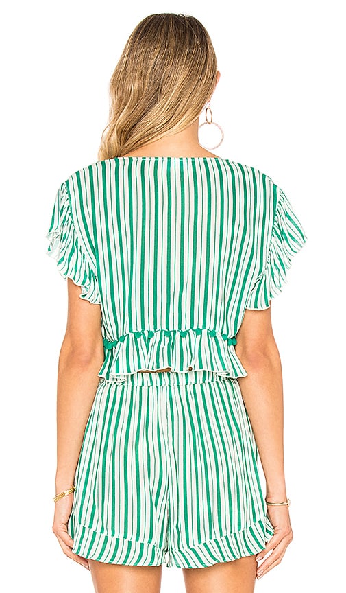 view 3 of 4 Waves For Days Crop Top in Kelly Green Stripe