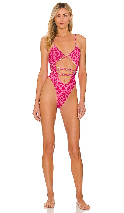 view 1 of 3 Wild Side One Piece in Fuschia Pink Smiles