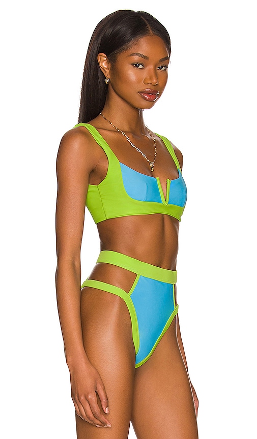 view 2 of 4 Aiken Top in Sky Blue & Lime