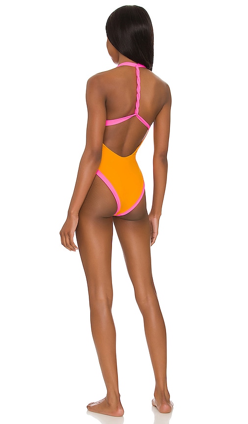 view 3 of 3 In Charge One Piece in Tangerine & Pink