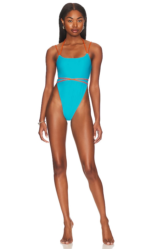 view 1 of 4 Caribbean Vibes One Piece in Blue & Orange