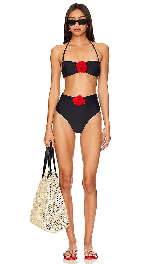view 5 of 5 Ada Ruched Rosette Bandeau in Black & Red