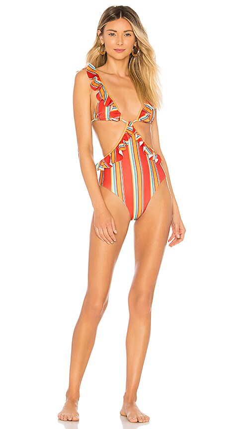 view 1 of 3 Better Vibes One Piece in Red Boardwalk Stripe