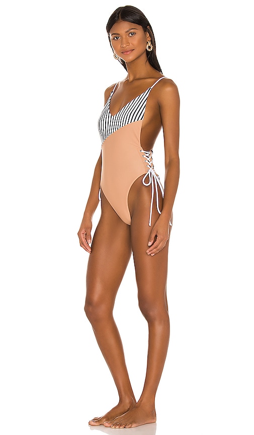 view 2 of 3 Violet One Piece in Nude & Stripes