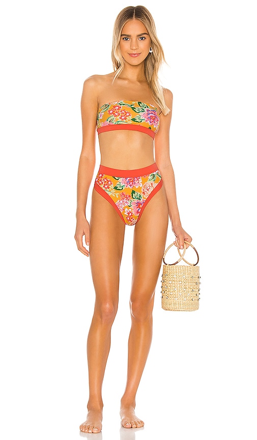 view 4 of 4 Little Me High Waist Bikini Bottom in Tangerine Floral
