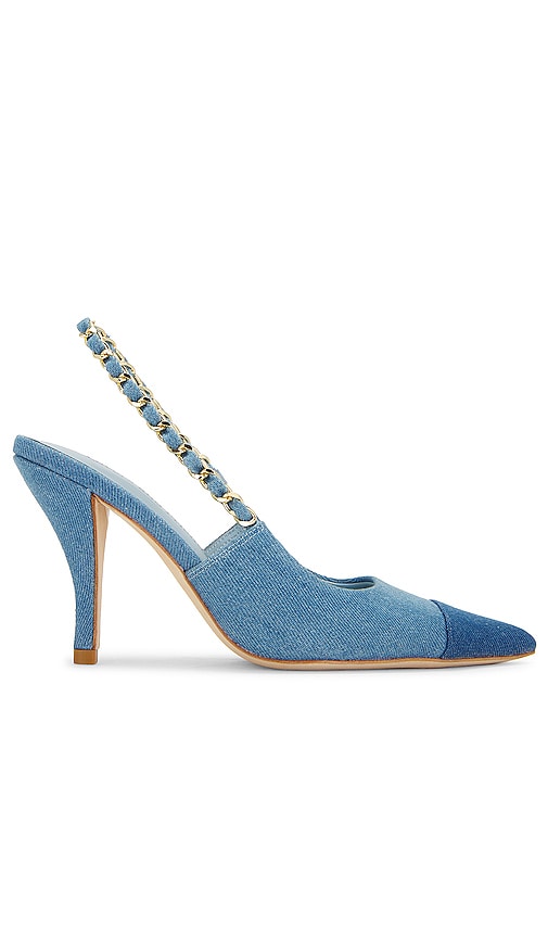 Lovers and Friends Chain Sling Back in Denim | REVOLVE