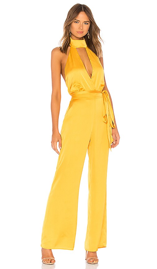 yellow halter jumpsuit