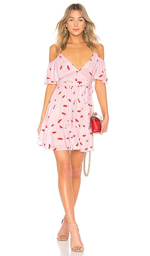 Cold Shoulder Ruffle Wrap Dress