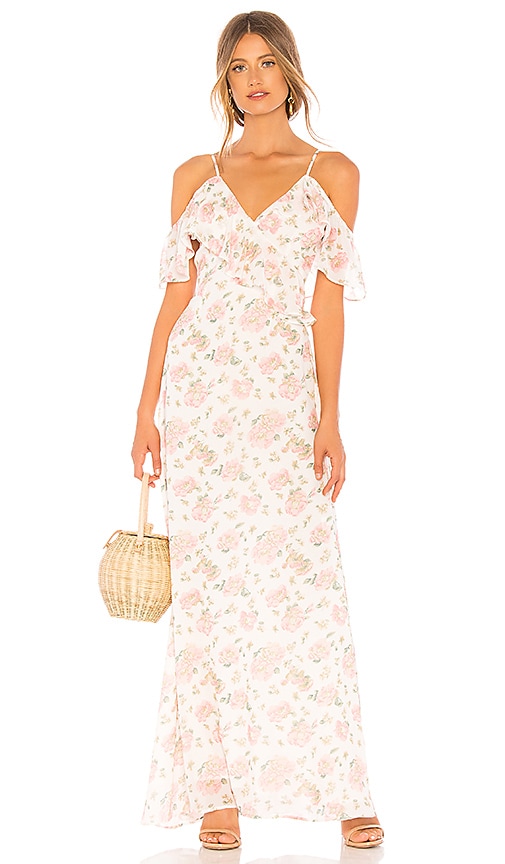 LPA Ruffle Neckline Maxi in Blush Rose Garden
