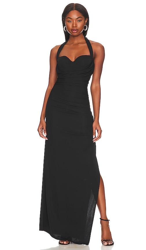 LPA Naima Ruched Maxi Dress in Black | REVOLVE