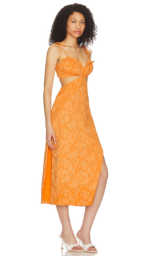 Shop Lpa Robin Midi Dress In Tangerine
