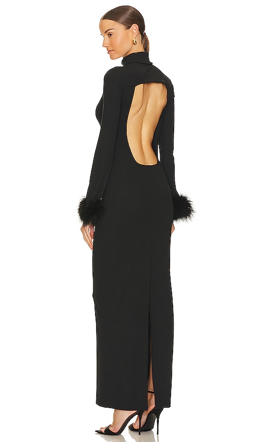 LPA Naima Ruched Maxi Dress in Black