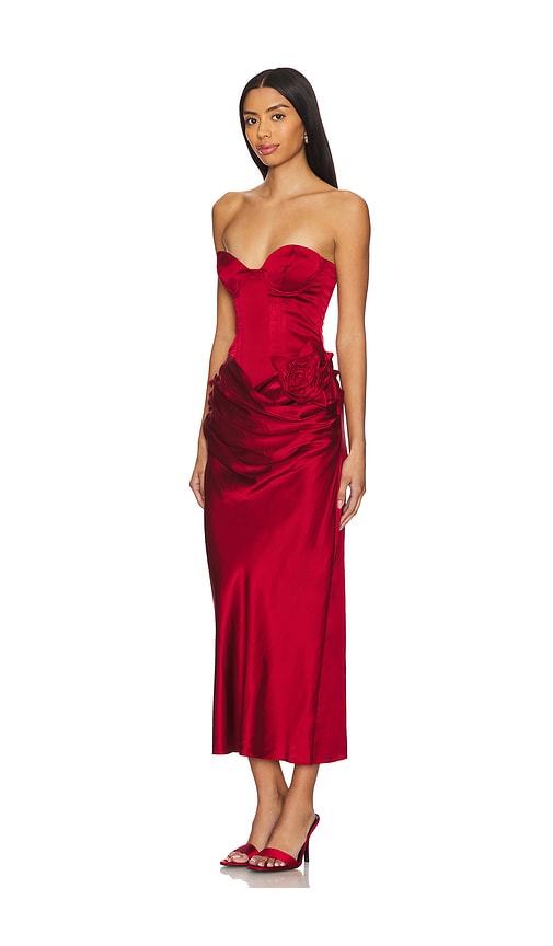Lpa Ilaria Corset Midi Dress In Red