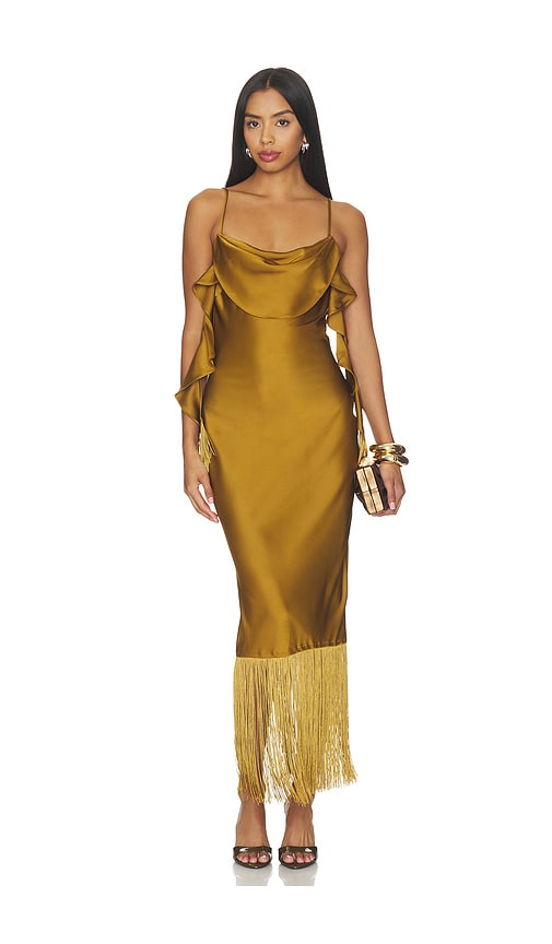 Vivian Midi Dress by LPA in Khaki Green