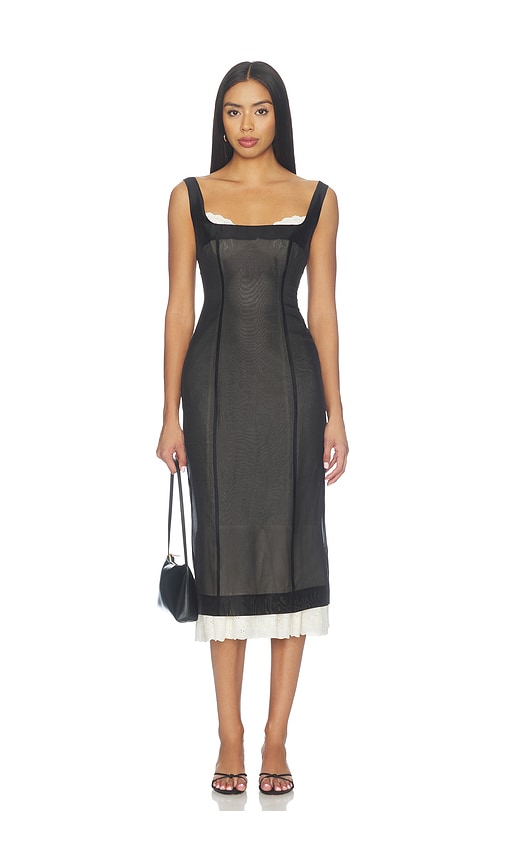 Navira Midi Dress by LPA in Black And Ivory