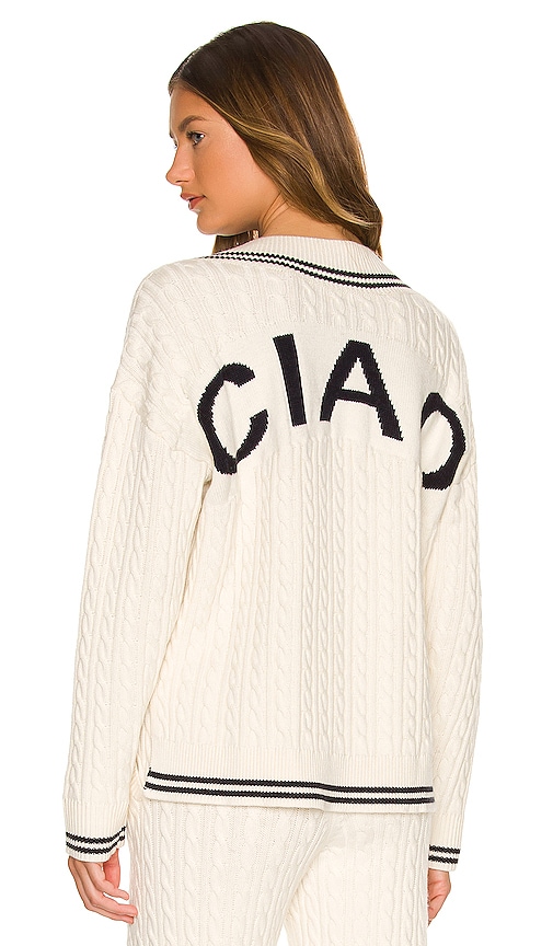 LPA Ciao Cable V Neck Sweater in Ivory