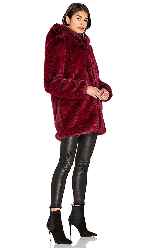 LPA Faux Fur Coat 84 in Blood Red | REVOLVE